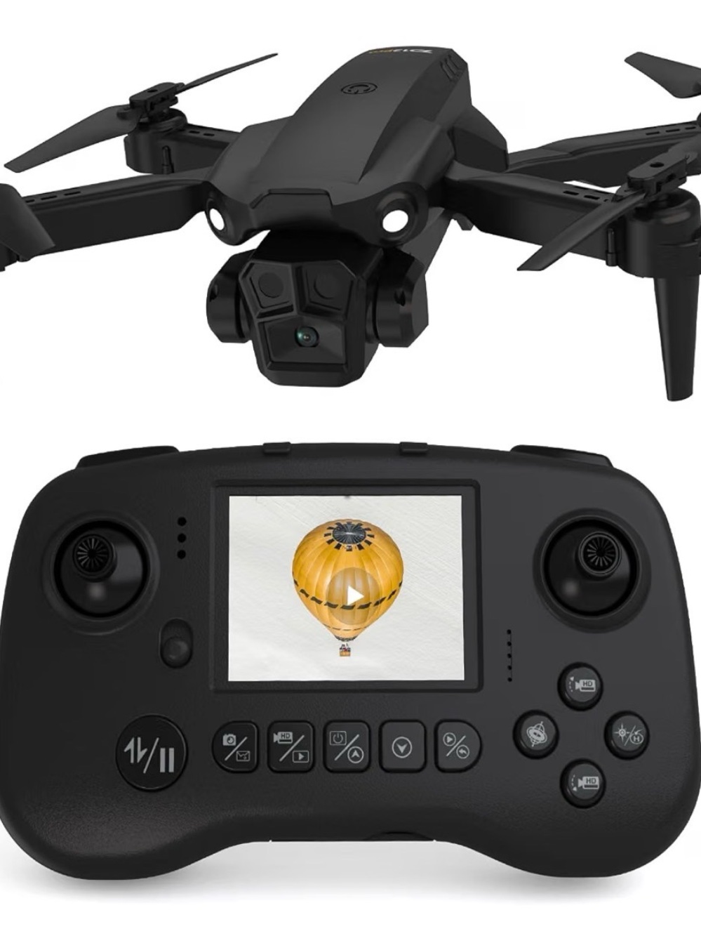 New Compact Black Drone with 1080P HD Camera and Smart Controller TD12pro LED sc